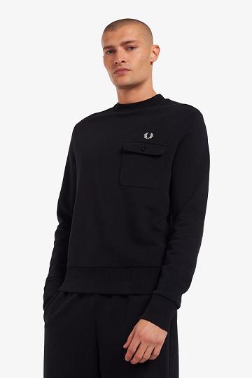 Black Fred Perry M3836 Men's Sweatshirts | PH 1594ILHS